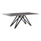 Armen Living Urbino Mid-Century Dining Table in Matte Black Finish with Walnut and Dark Gray Glass Top LCURDIBL - alternate 1